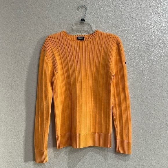 AIGLE Men’s Shirt Aigle Orange Sweater Vertical Striped Zip Cotton Urban Size M - Picture 1 of 7